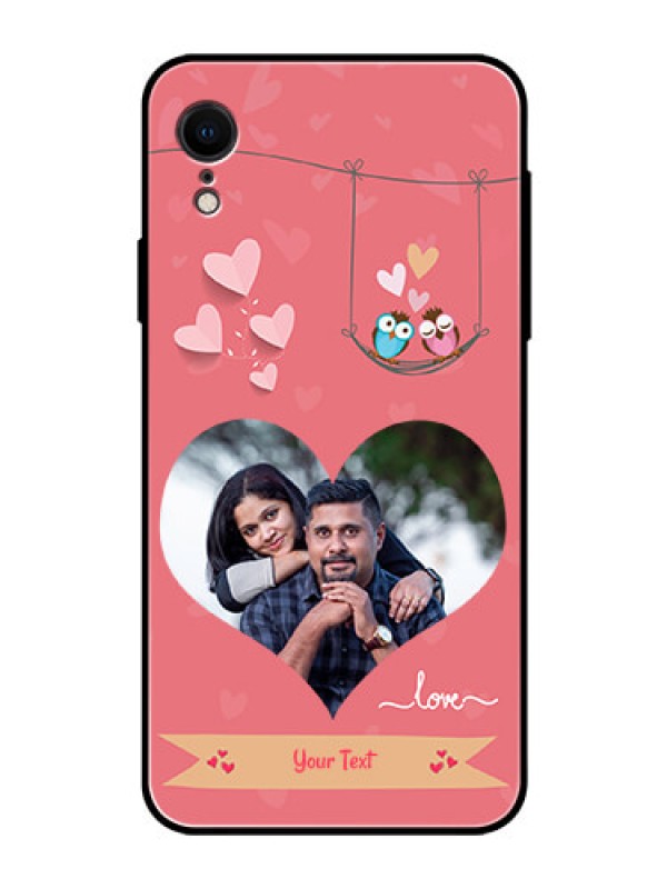 Custom Apple iPhone XR Personalized Glass Phone Case  - Peach Color Love Design 