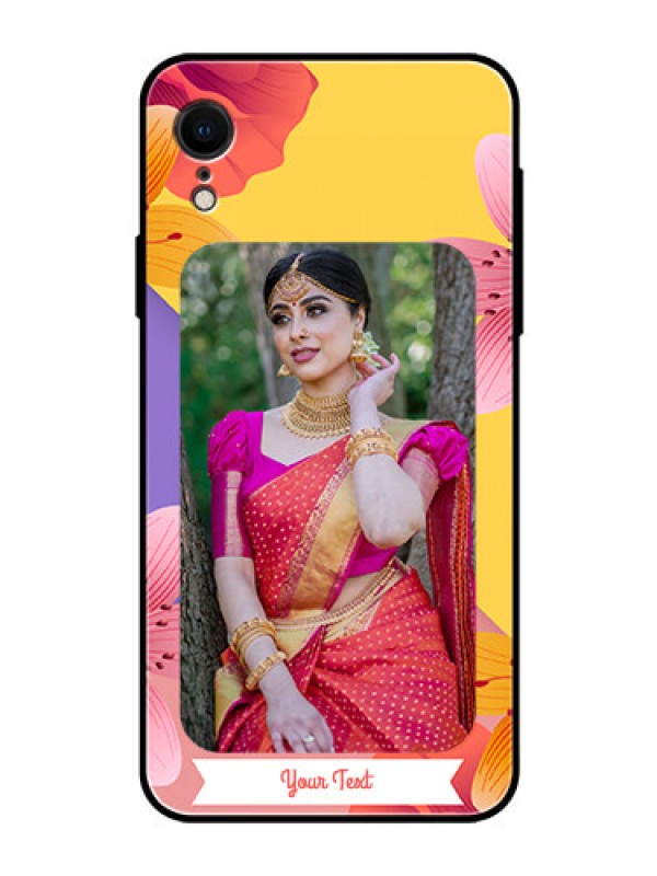 Custom Apple iPhone XR Custom Glass Mobile Case  - 3 Image With Vintage Floral Design