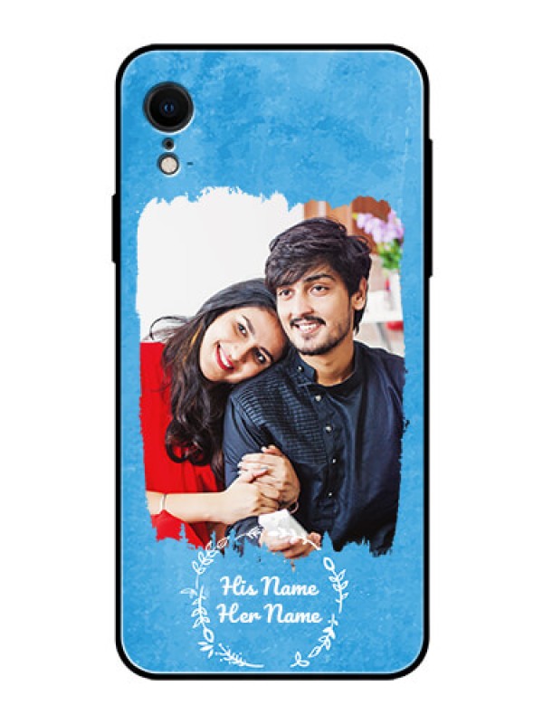 Custom iPhone Xr Custom Glass Phone Case - Blue Color Vintage Design