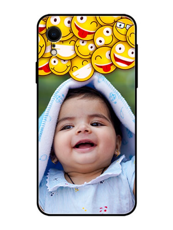 Custom Apple iPhone XR Custom Glass Mobile Case  - with Smiley Emoji Design