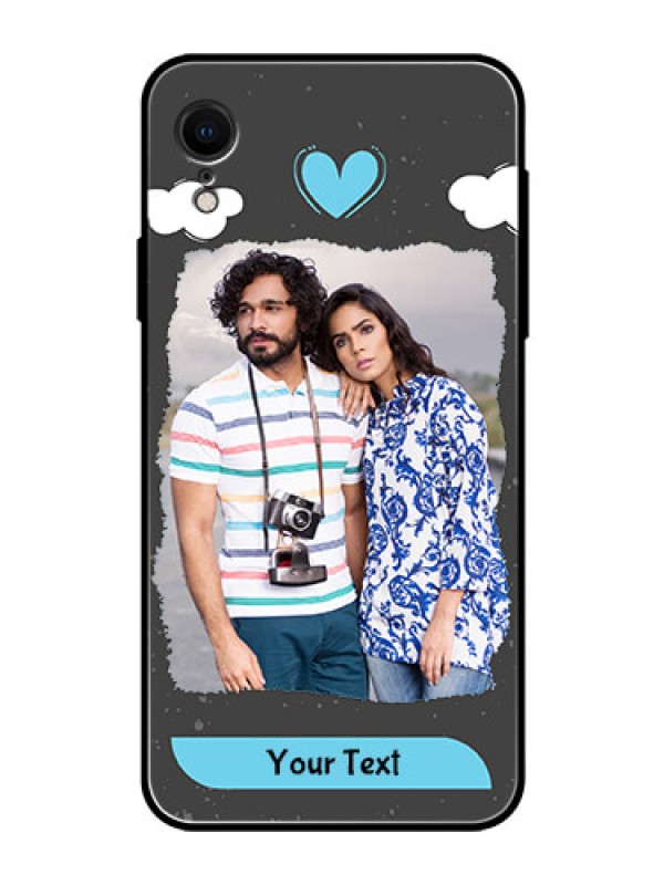 Custom Apple iPhone XR Custom Glass Phone Case  - Splashes with love doodles Design