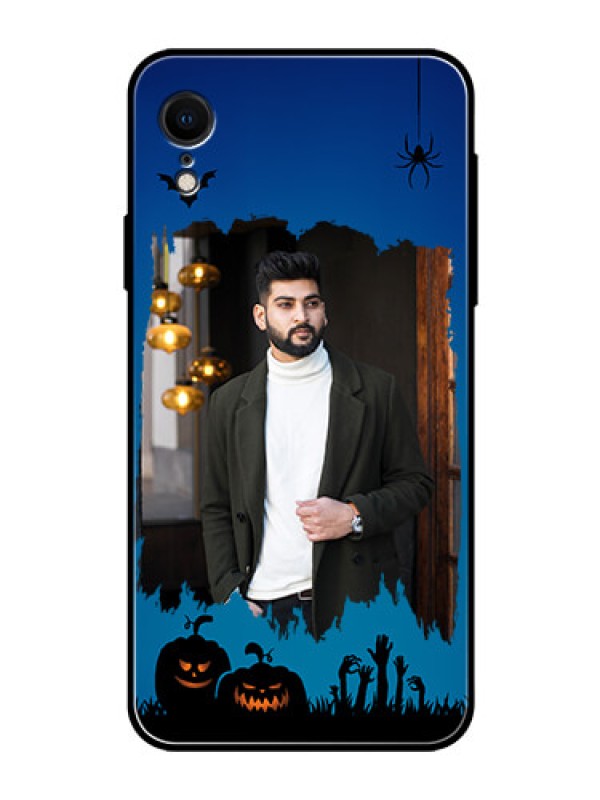 Custom Apple iPhone XR Photo Printing on Glass Case  - with pro Halloween design 