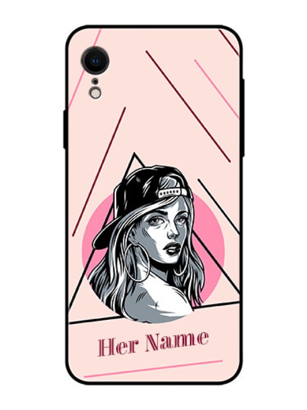 Custom iPhone XR Personalized Glass Phone Case - Rockstar Girl Design