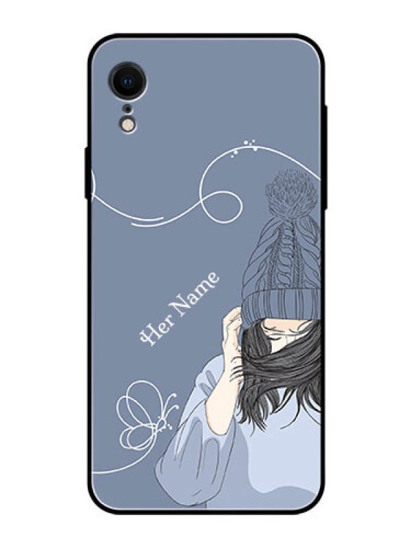 Custom iPhone XR Custom Glass Mobile Case - Girl in winter outfit Design