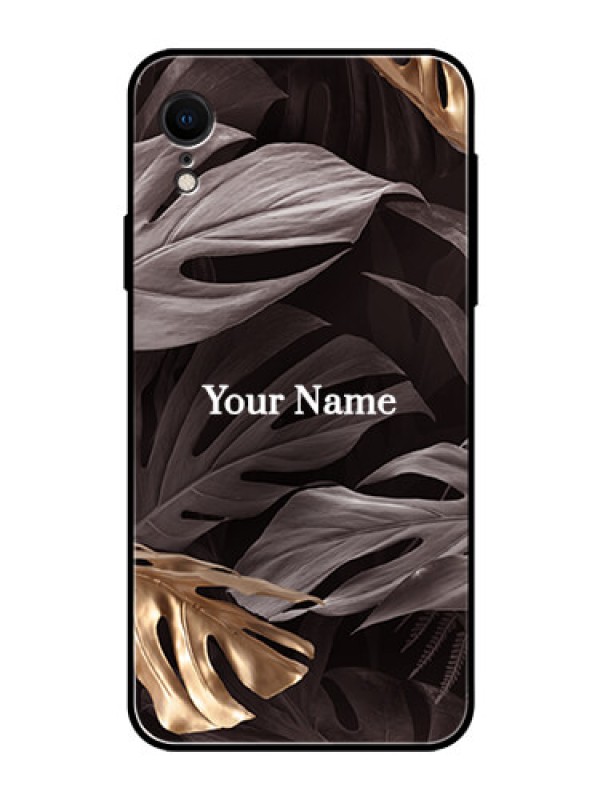 Custom iPhone XR Personalised Glass Phone Case - Wild Leaves digital paint Design