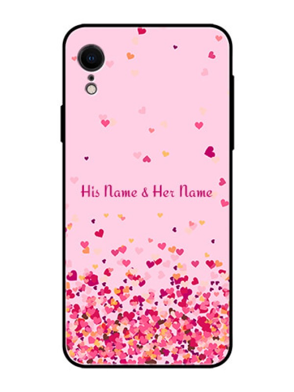 Custom iPhone XR Photo Printing on Glass Case - Floating Hearts Design