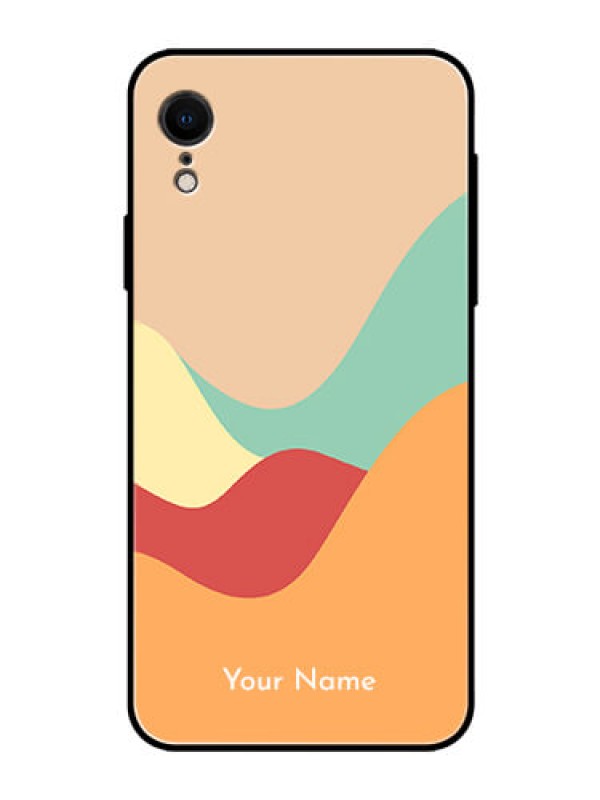 Custom iPhone XR Personalized Glass Phone Case - Ocean Waves Multi-colour Design