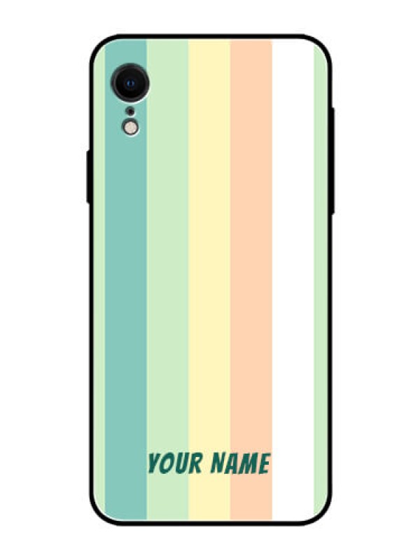 Custom iPhone XR Photo Printing on Glass Case - Multi-colour Stripes Design