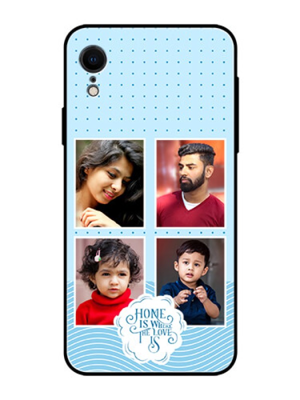 Custom iPhone XR Custom Glass Phone Case - Cute love quote with 4 pic upload Design