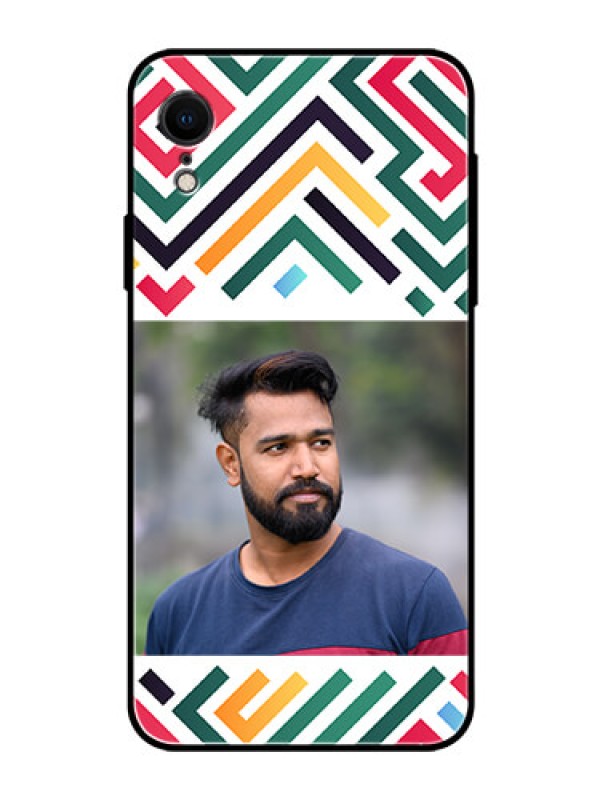 Custom iPhone XR Personalized Glass Phone Case - Colorful Maze Pattern Design