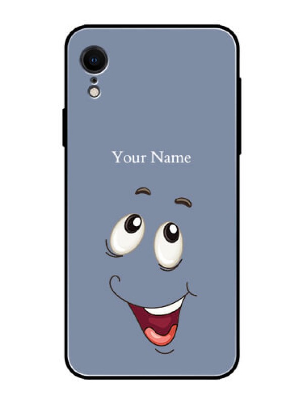 Custom iPhone XR Photo Printing on Glass Case - Laughing Cartoon Face Design