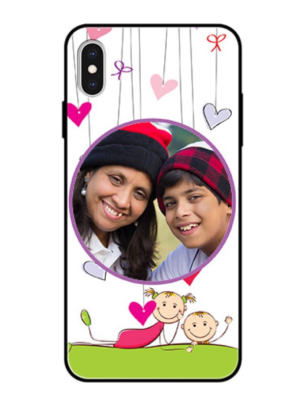 Custom Apple iPhone XS Max Photo Printing on Glass Case  - Cute Kids Phone Case Design