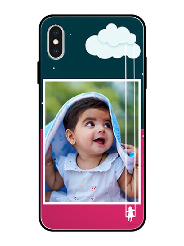 Custom Apple iPhone XS Max Custom Glass Phone Case  - Cute Girl with Cloud Design