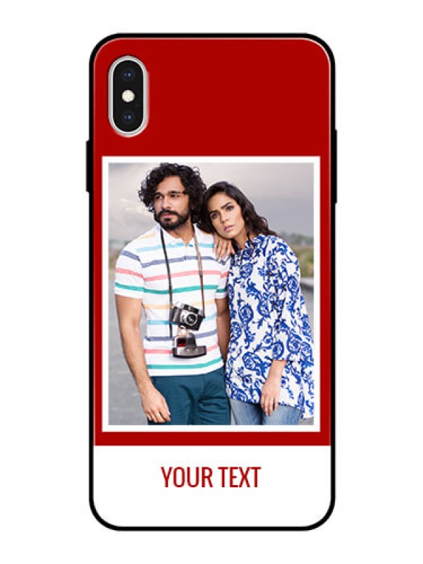 Custom Apple iPhone XS Max Personalized Glass Phone Case  - Simple Red Color Design