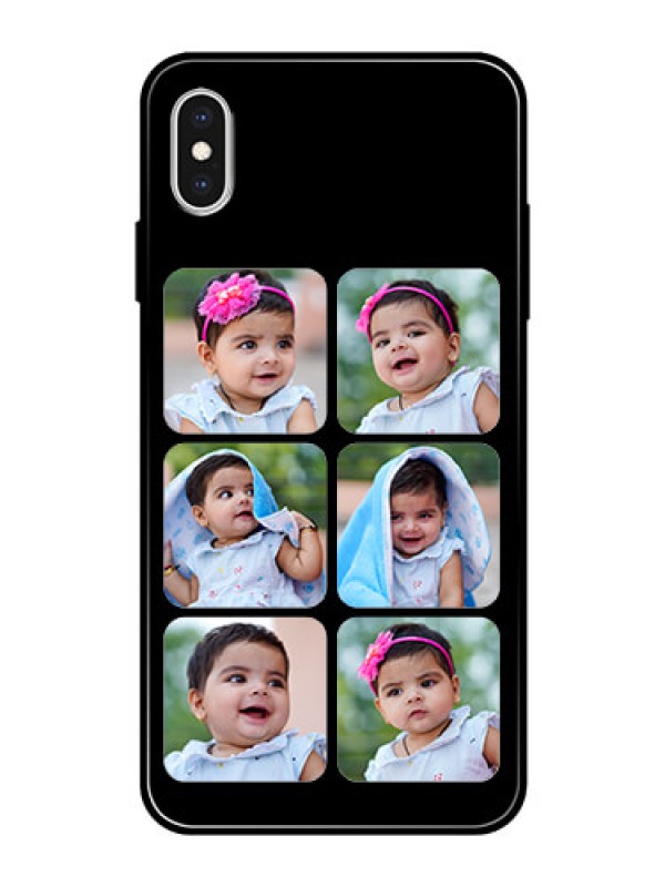 Custom Apple iPhone XS Max Photo Printing on Glass Case  - Multiple Pictures Design