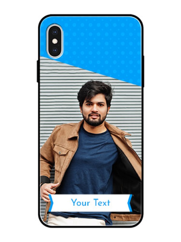 Custom Apple iPhone XS Max Photo Printing on Glass Case  - Simple Blue Color Design