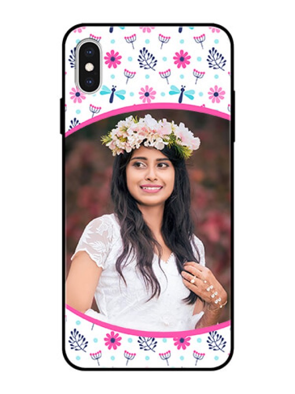 Custom Apple iPhone XS Max Photo Printing on Glass Case  - Colorful Flower Design