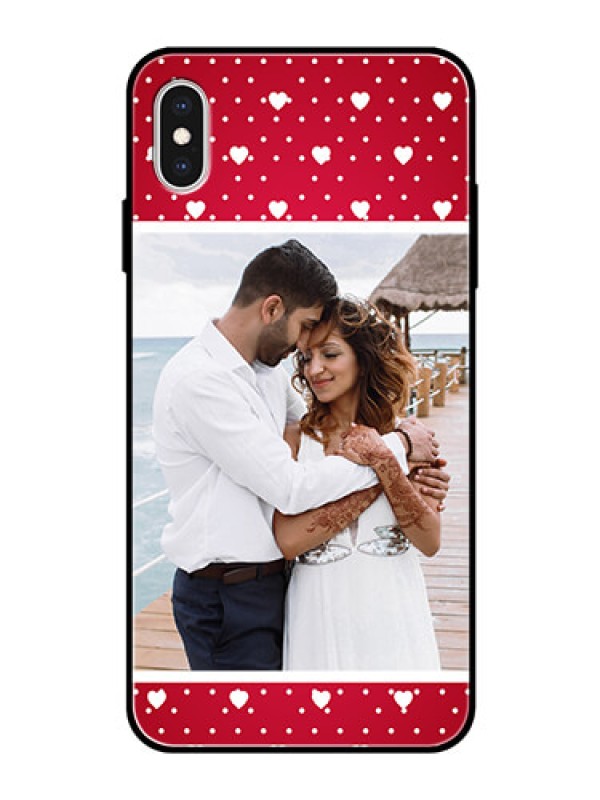 Custom Apple iPhone XS Max Photo Printing on Glass Case  - Hearts Mobile Case Design