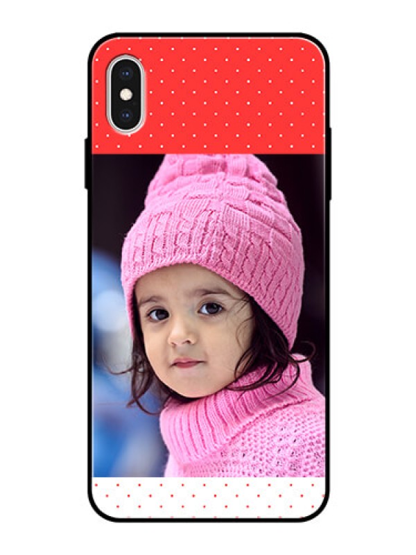 Custom Apple iPhone XS Max Photo Printing on Glass Case  - Red Pattern Design