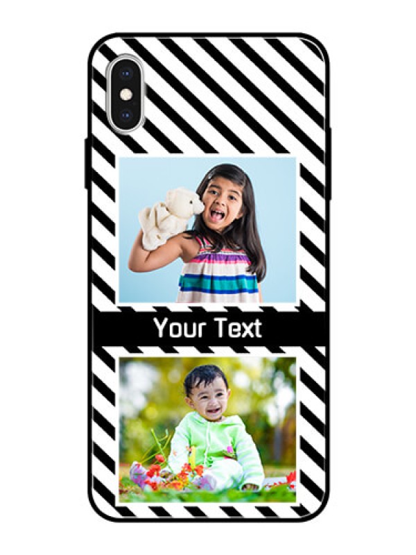 Custom Apple iPhone XS Max Photo Printing on Glass Case  - Black And White Stripes Design