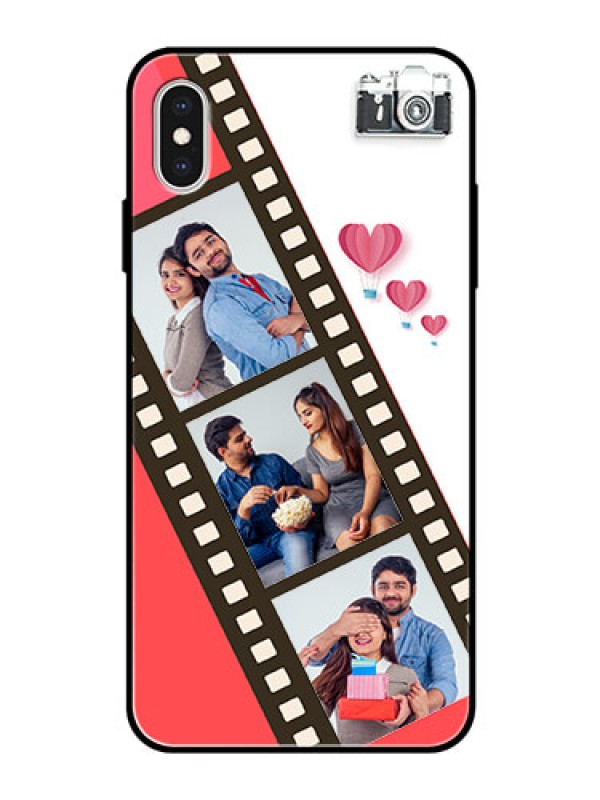 Custom Apple iPhone XS Max Personalized Glass Phone Case  - 3 Image Holder with Film Reel