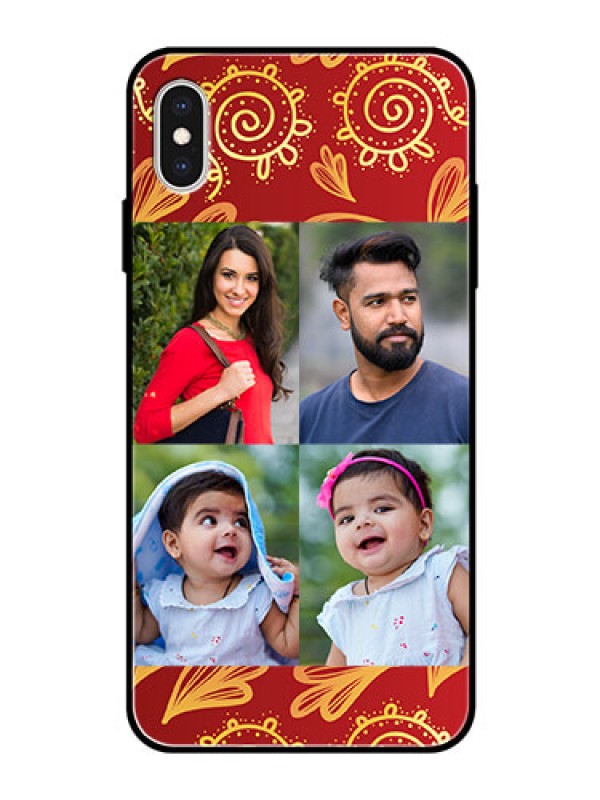Custom Apple iPhone XS Max Photo Printing on Glass Case  - 4 Image Traditional Design