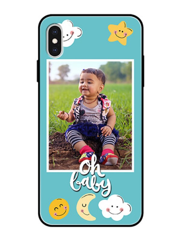 Custom Apple iPhone XS Max Personalized Glass Phone Case  - Smiley Kids Stars Design
