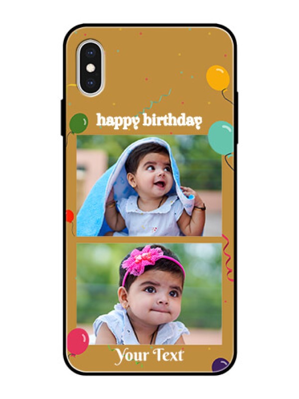 Custom Apple iPhone XS Max Personalized Glass Phone Case  - Image Holder with Birthday Celebrations Design
