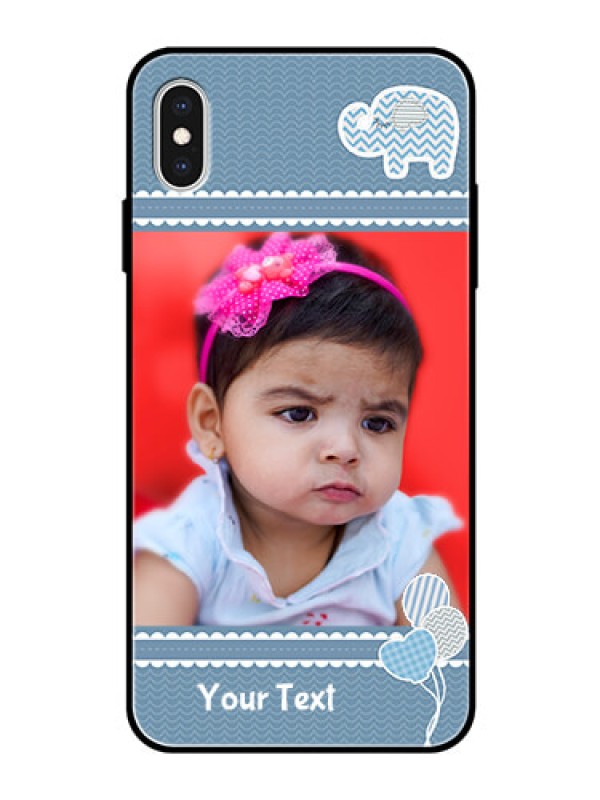 Custom Apple iPhone XS Max Photo Printing on Glass Case  - with Kids Pattern Design