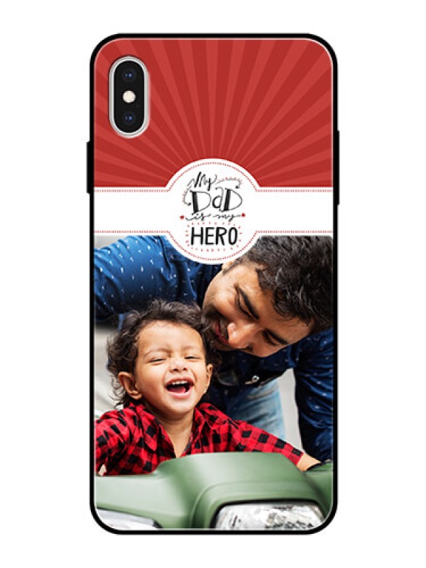 Custom Apple iPhone XS Max Photo Printing on Glass Case  - My Dad Hero Design