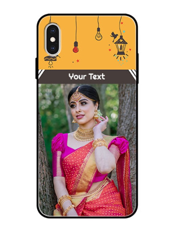 Custom Apple iPhone XS Max Custom Glass Mobile Case  - with Family Picture and Icons 