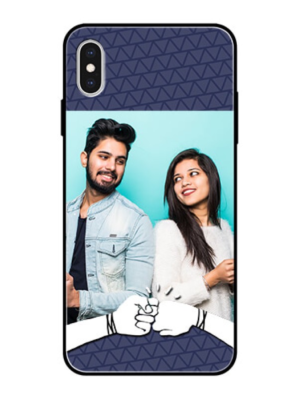 Custom Apple iPhone XS Max Photo Printing on Glass Case  - with Best Friends Design  