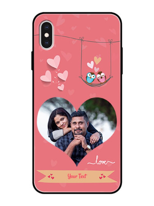 Custom Apple iPhone XS Max Personalized Glass Phone Case  - Peach Color Love Design 