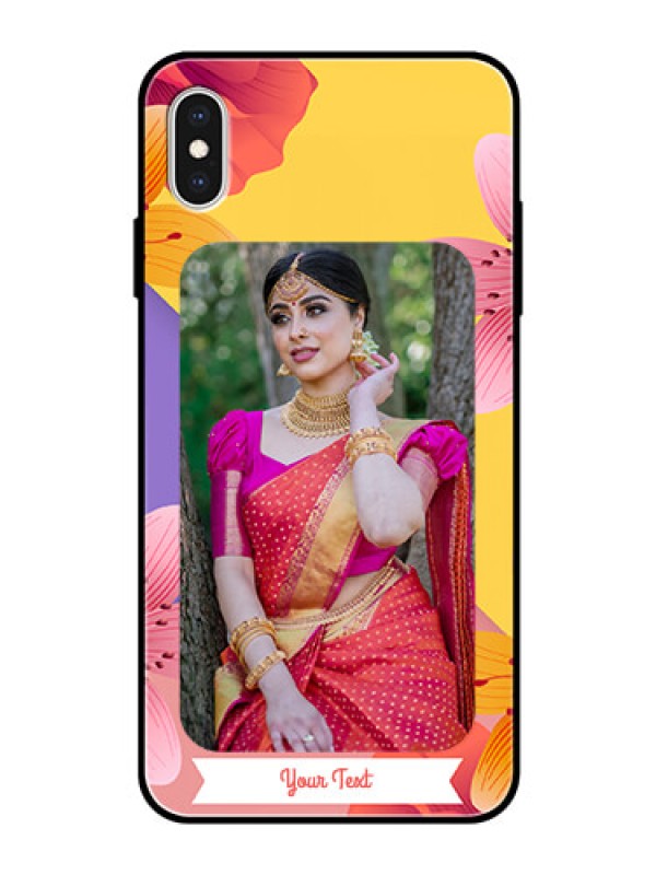 Custom Apple iPhone XS Max Custom Glass Mobile Case  - 3 Image With Vintage Floral Design