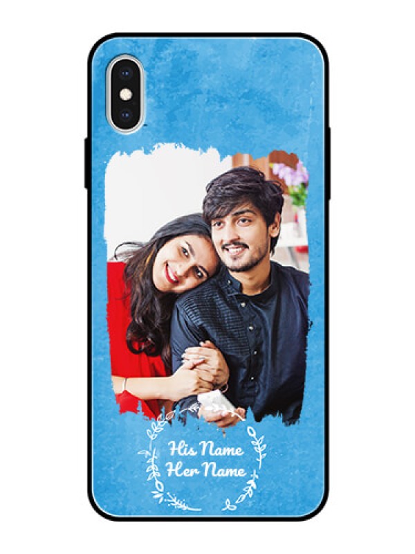 Custom iPhone Xs Max Custom Glass Phone Case - Blue Color Vintage Design
