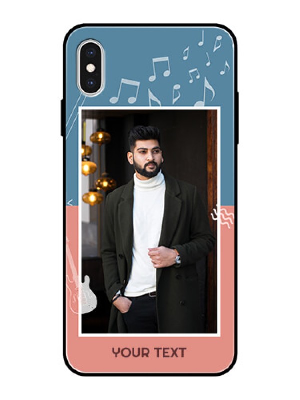 Custom Apple iPhone XS Max Photo Printing on Glass Case  - with Color Musical Note Design