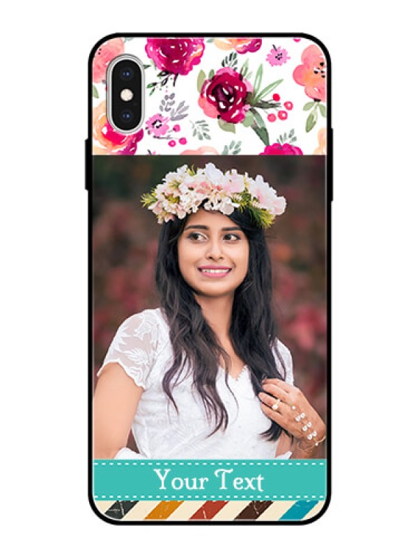 Custom Apple iPhone XS Max Custom Glass Phone Case  - Watercolor Floral Design