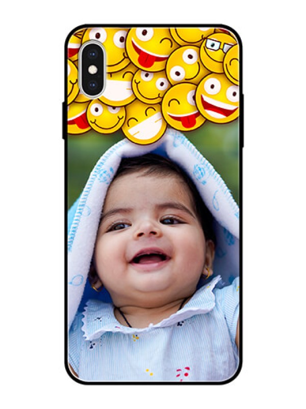 Custom Apple iPhone XS Max Custom Glass Mobile Case  - with Smiley Emoji Design