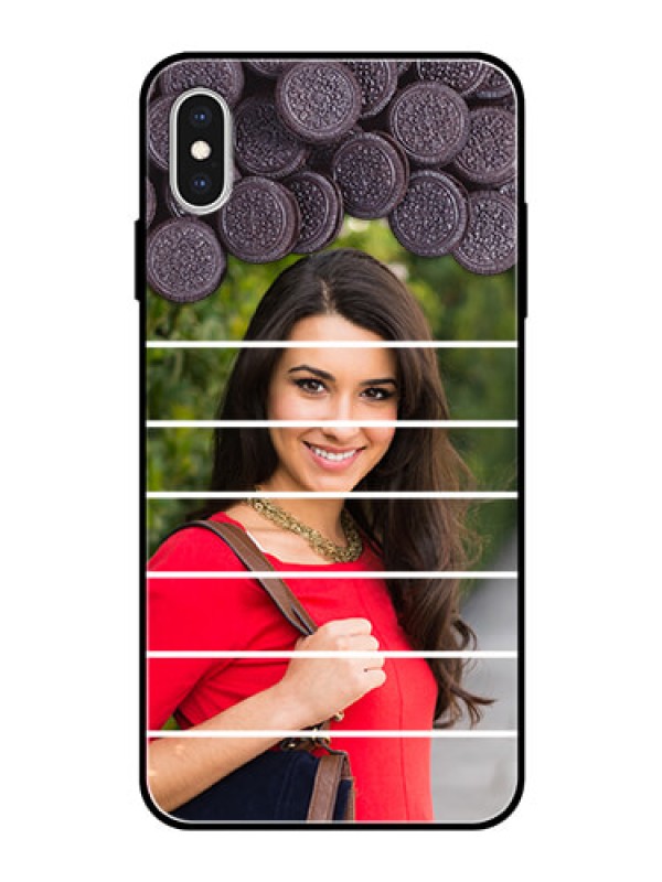 Custom Apple iPhone XS Max Custom Glass Phone Case  - with Oreo Biscuit Design