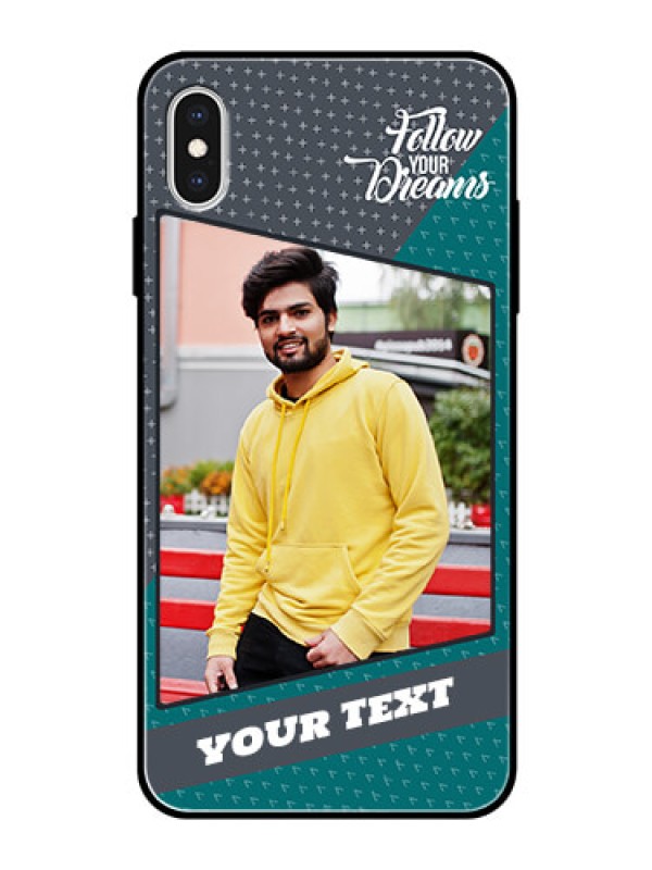 Custom Apple iPhone XS Max Personalized Glass Phone Case  - Background Pattern Design with Quote
