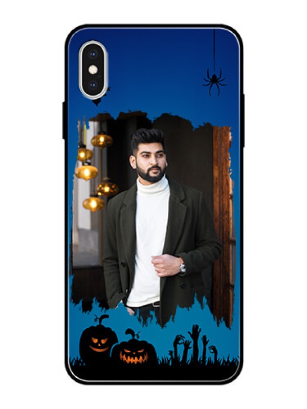 Custom Apple iPhone XS Max Photo Printing on Glass Case  - with pro Halloween design 