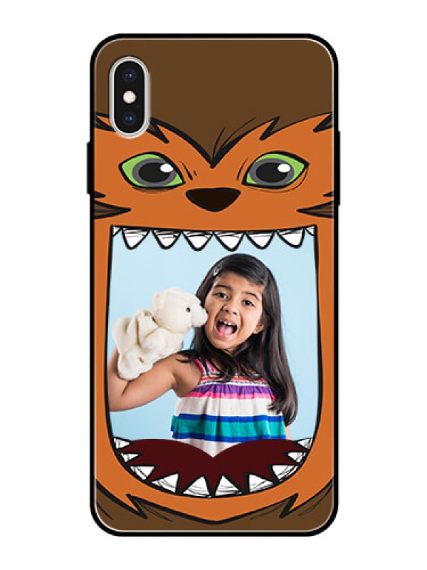 Custom Apple iPhone XS Max Photo Printing on Glass Case  - Owl Monster Back Case Design