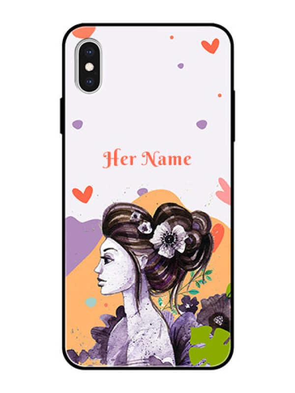 Custom iPhone Xs Max Personalized Glass Phone Case - Woman And Nature Design