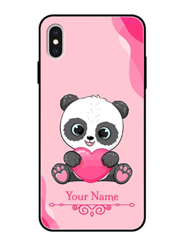 Custom iPhone Xs Max Custom Glass Mobile Case - Cute Panda Design