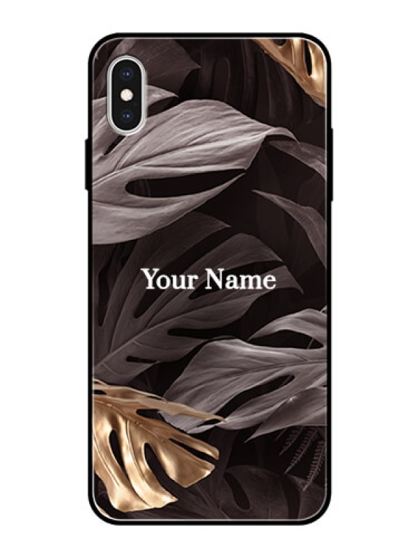 Custom iPhone Xs Max Personalised Glass Phone Case - Wild Leaves digital paint Design