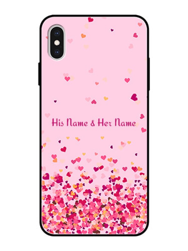 Custom iPhone Xs Max Photo Printing on Glass Case - Floating Hearts Design