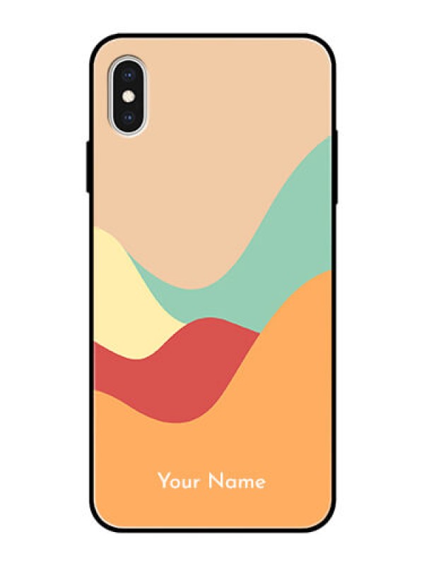 Custom iPhone Xs Max Personalized Glass Phone Case - Ocean Waves Multi-colour Design