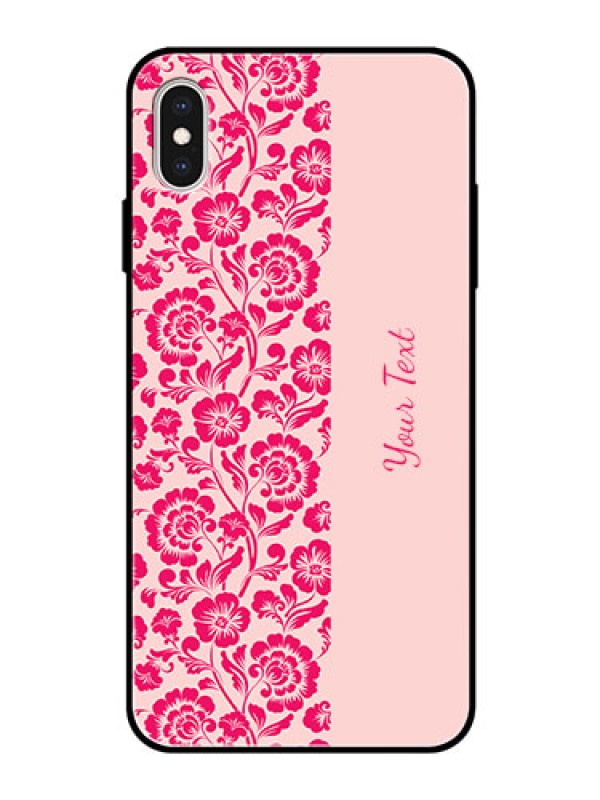 Custom iPhone Xs Max Custom Glass Phone Case - Attractive Floral Pattern Design