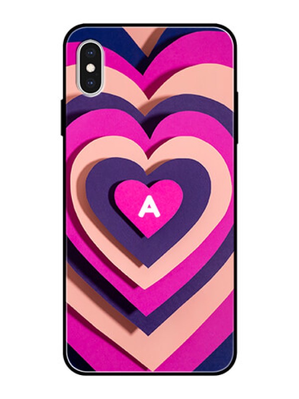 Custom iPhone Xs Max Custom Glass Mobile Case - Cute Heart Pattern Design