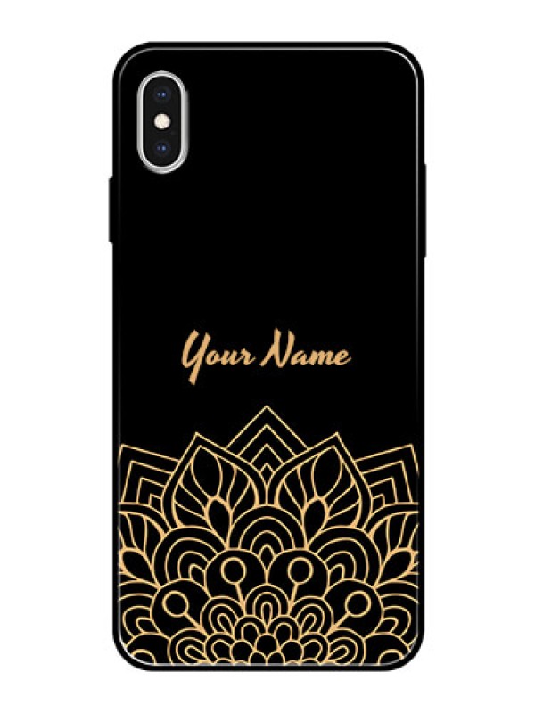 Custom iPhone Xs Max Custom Glass Phone Case - Golden mandala Design